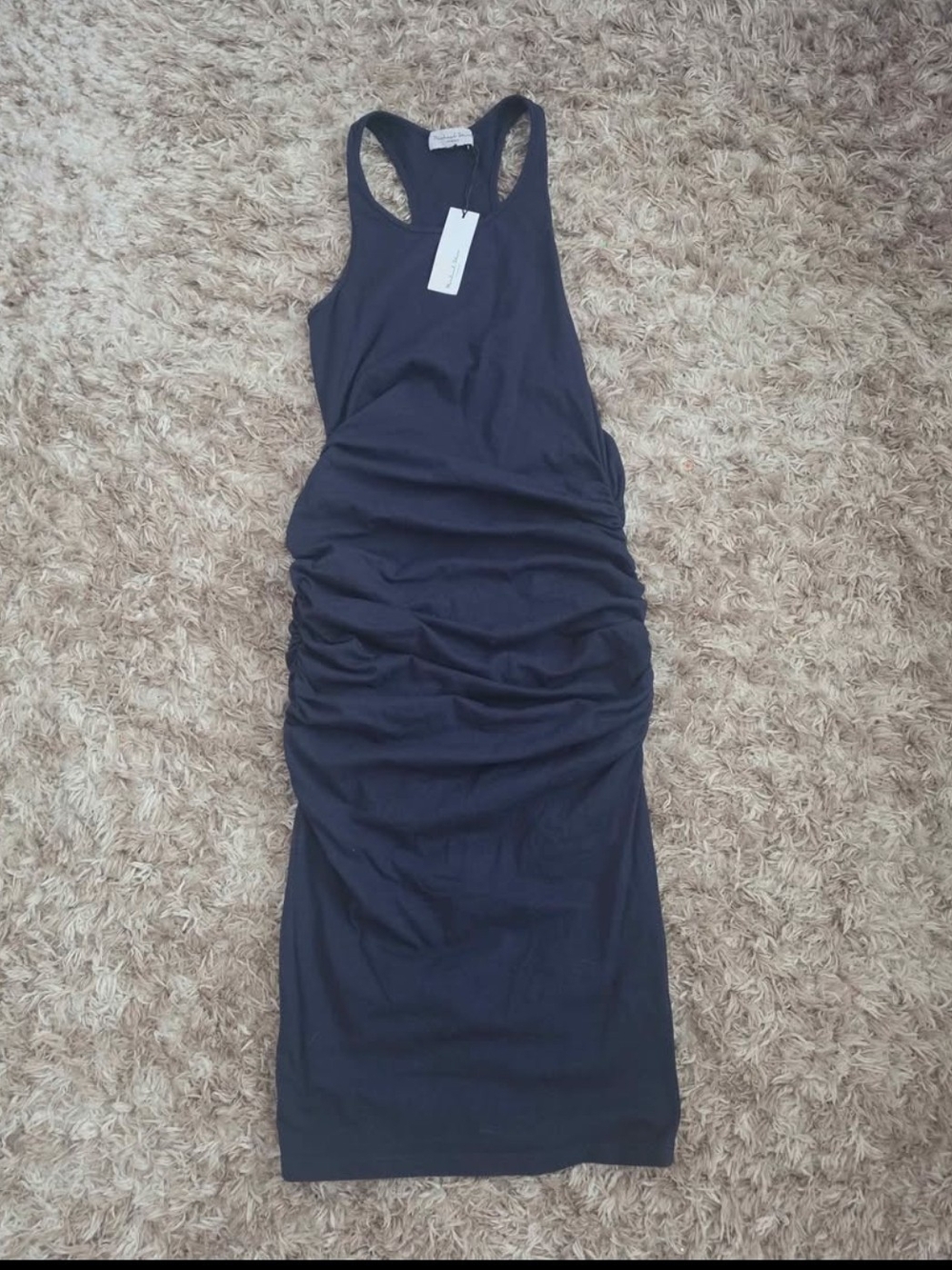 Michael Stars Blue Racerback Ruched Midi Dress
